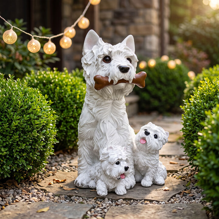 Vodcur 3 West Highland White Terrier Garden Statues