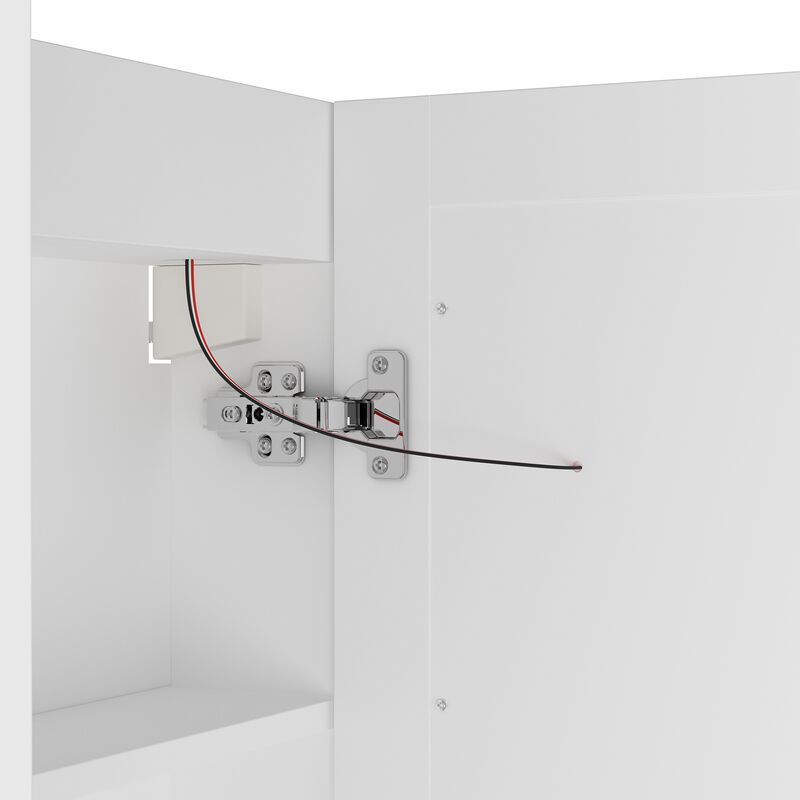 FUFU&GAGA LED Bathroom Mirror Cabinet with Adjustable Shelves and Defogging Function,(35.4" W x 17.7" D x 31.3" H),White