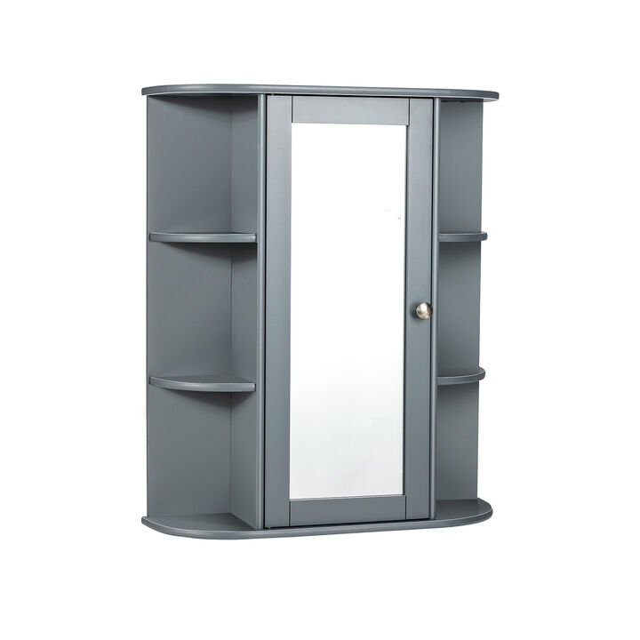 Bathroom Single Door Shelves Wall Mount Cabinet with Mirror