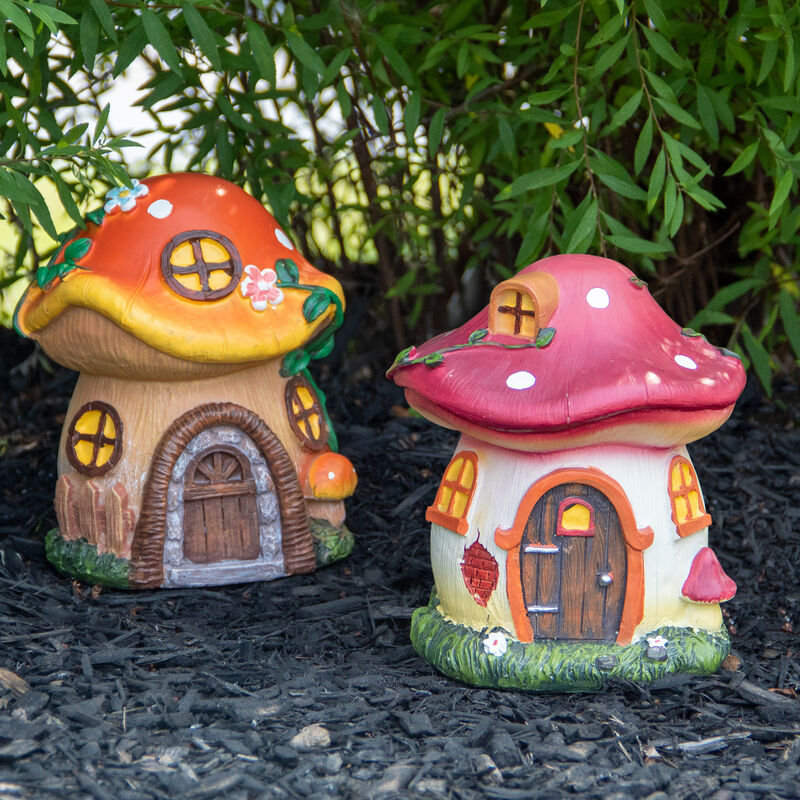 6.25" Red Mushroom House Outdoor Garden Statue image number 2