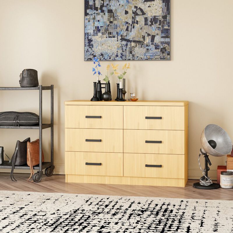 Woodpeckers Furniture And Mattress Double Dresser 6 Drawer DD (Beech)