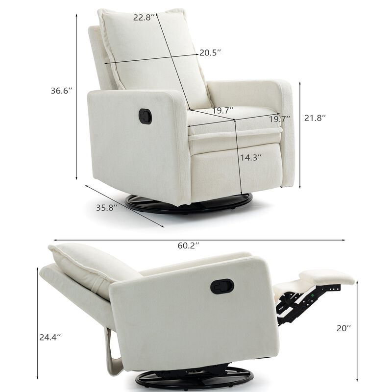 Short Plush Armchair Sofa Manual Button Recliner Chair image number 2