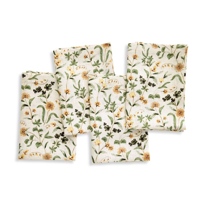 Linen Dinner Napkins - Fall Botanical