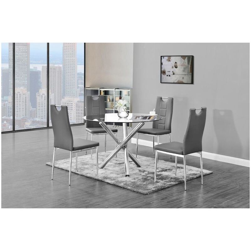 Best Master Furniture Beverly Faux Leather Upholstered Side Chair - Gray (Set of 2) image number 2