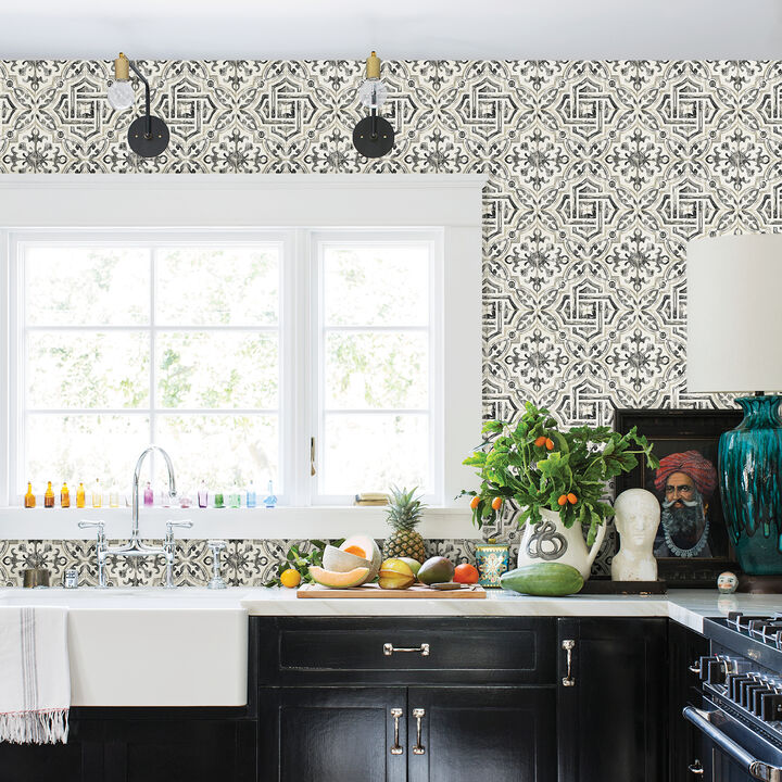 Sonoma Charcoal Spanish Tile Wallpaper (Set of 2)
