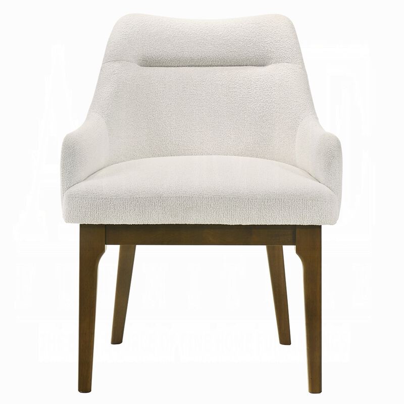 Pery Dining Side Chair Set of 2, White Chenille, Angled Oak Brown Legs image number 2