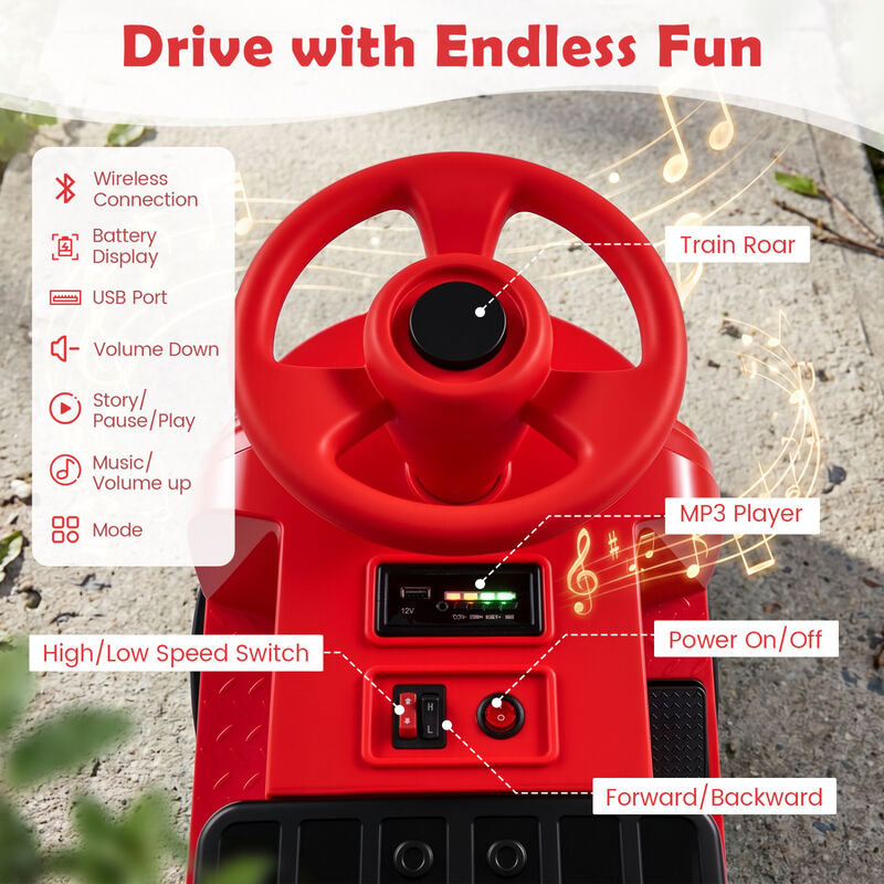 3 Seater 12V Kids Electric Ride On Train with Detachable Carriage for Yard image number 5