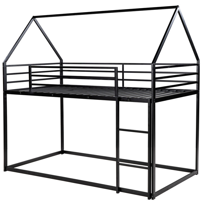 Whisen Twin over Twin House Bunk Bed with Built-in Ladder