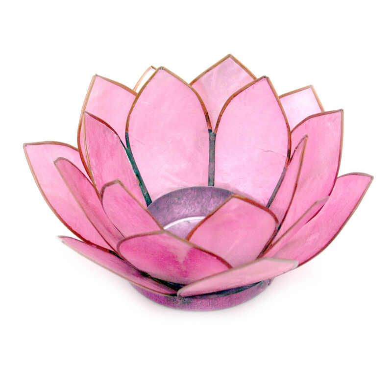 Light Pink Capiz Shell Lotus Flower Small Tealight Candle Holder image number 0