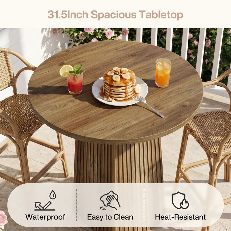 31.5 Inch Round Pub Table for Kitchen Dining Room and Entertainment image number 6