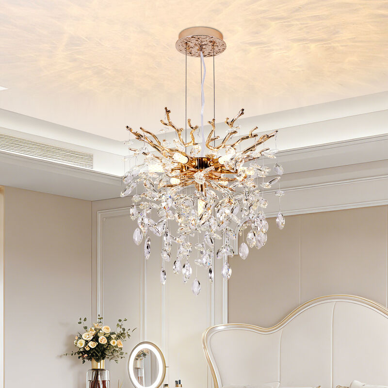 18" Gold Tree Branch Crystal Chandelier &ndash; 7-Light Modern Pendant Light for Dining Room image number 2