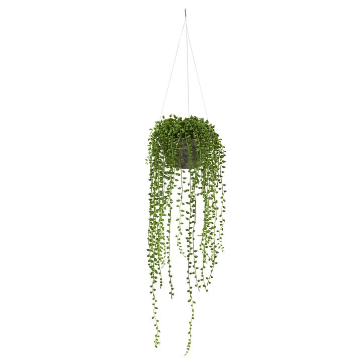 HomPlanti String of Pearl Artificial Plant Hanging Basket