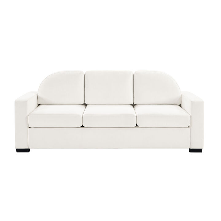 Merax Modern Curved Back Chenille 3-Seater Sofa with Pocket Spring Cushions