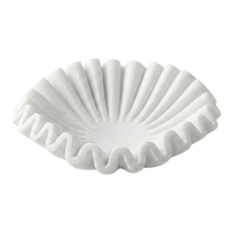 7" Ruffled Bowl, White Marble image number 0