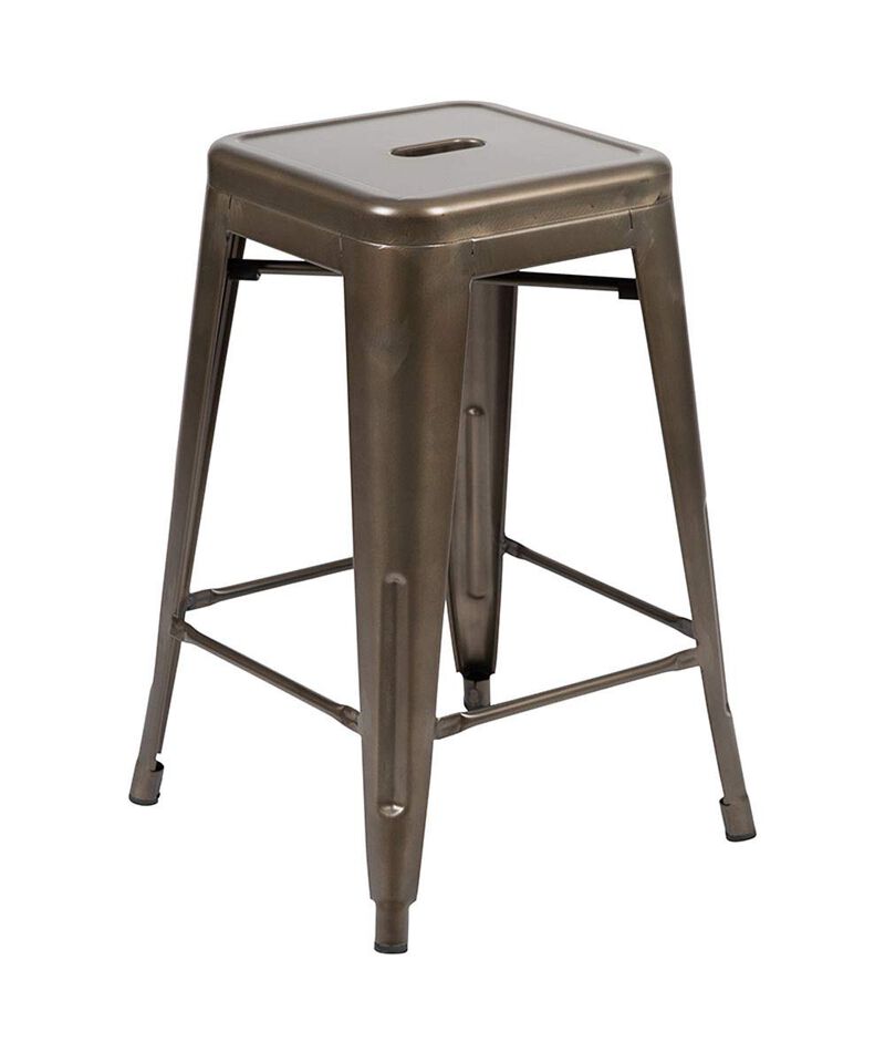 Flash Furniture Lily 24" High Metal Counter-Height, Indoor Bar Stool in Gun Metal Gray - Stackable Set of 4