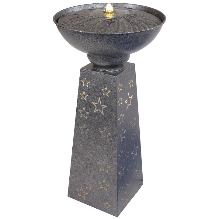 Sunnydaze Starry Sky Galvanized Iron Outdoor Fountain with LED Lights - 31.25"