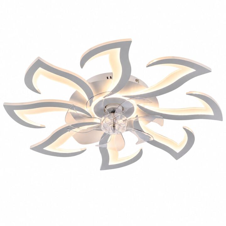 ELEMENT ACE 32 Inch Flush Mount Ceiling Fan with Dimmable LED Light, Remote and App Control, Reversible Quiet Motor for Indoor Low Ceiling Rooms