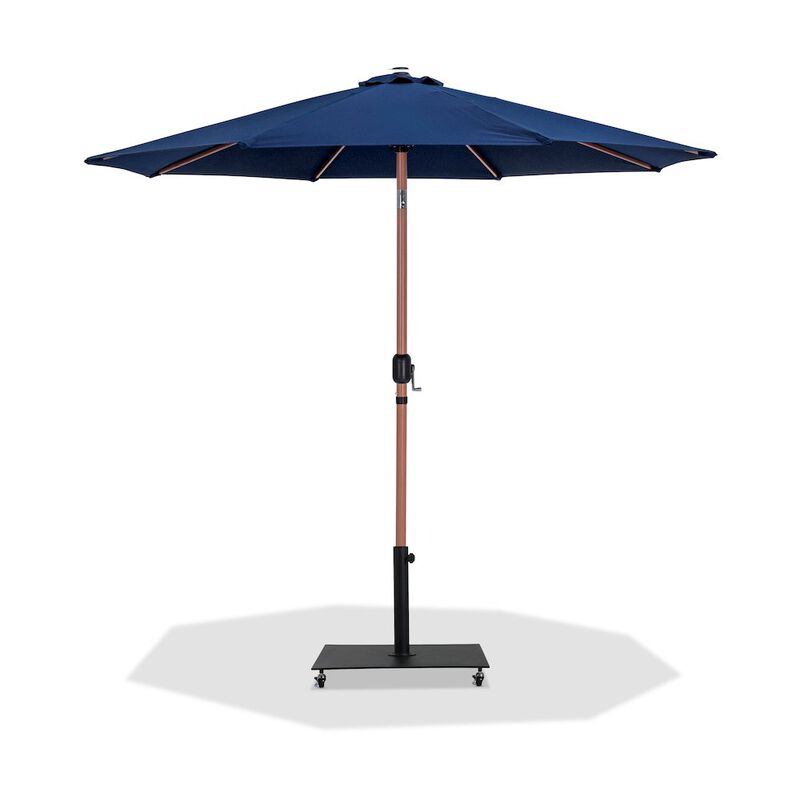 Meridian Furniture Fiji Navy Fabric / Matte Black Aluminum Patio Umbrella with Base Sets