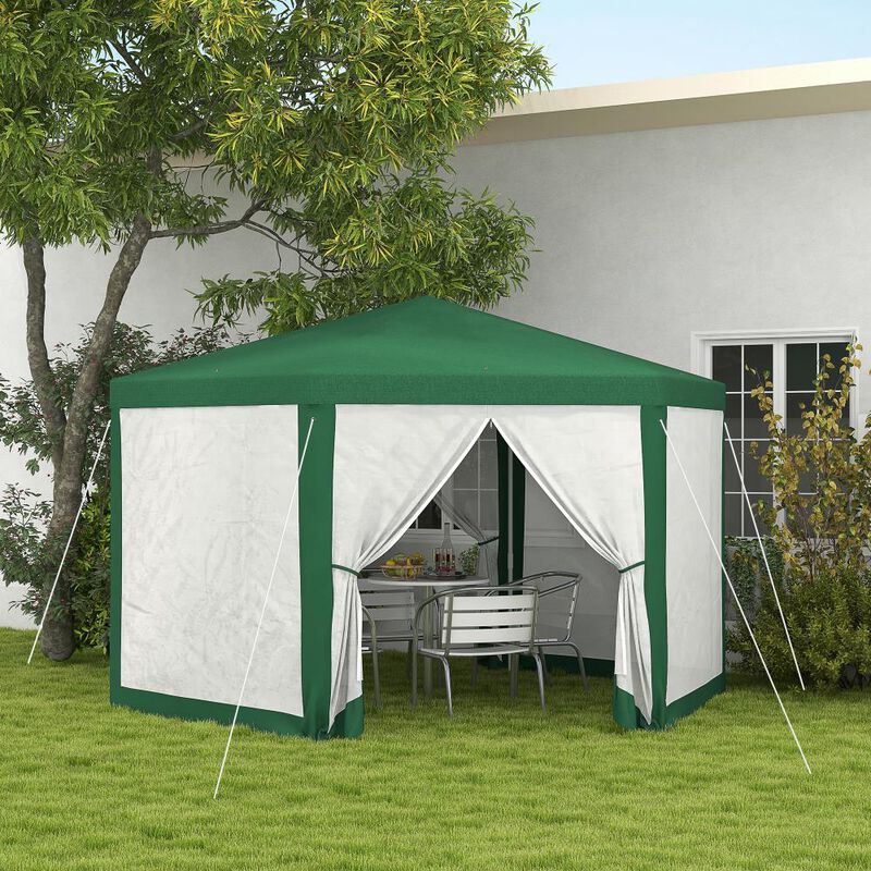 Hivvago 13' x 11' Hexagon Party Tent Canopy with Protective Mesh Walls image number 1