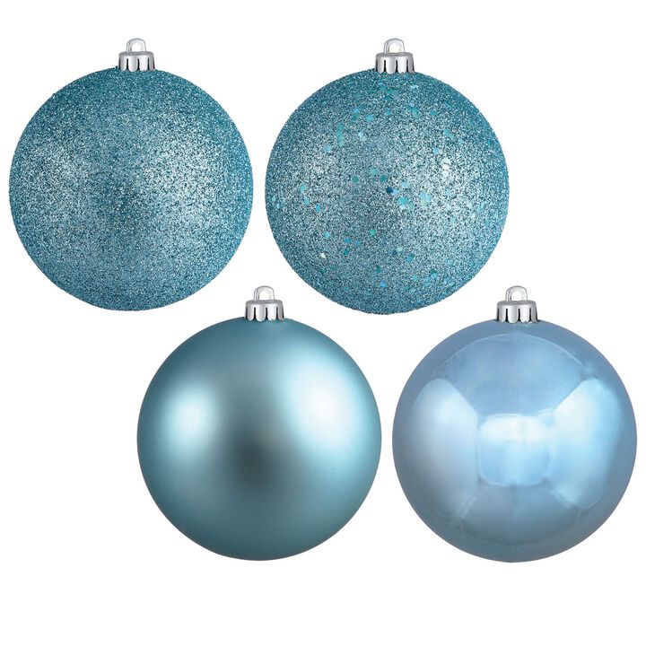 Vickerman 6" Baby Blue 4-Finish Ball Ornament Assortment, 4 per Box