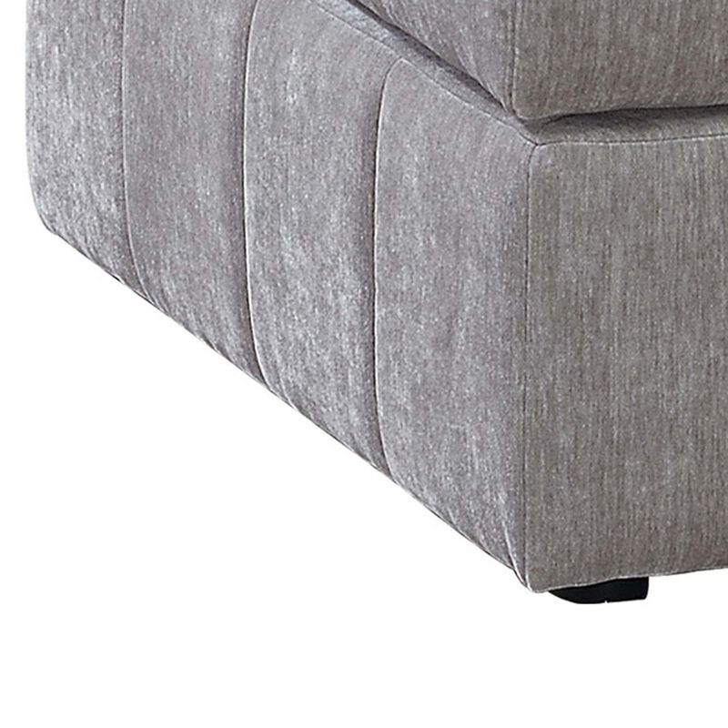 Luna 33 Inch Modular Ottoman, Three Layer Plush Cushioned Seat, Gray - Benzara