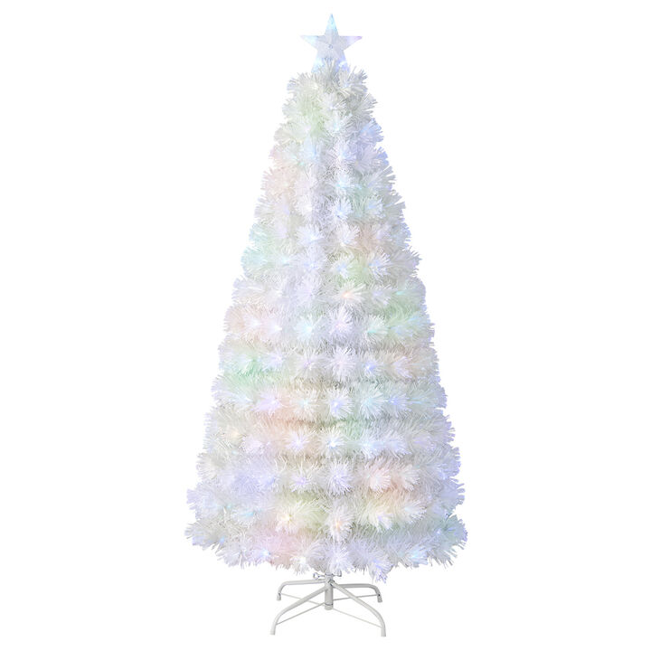 Feet Pre-Lit Fiber Optic White Snow-Flocked Artificial Christmas Tree
