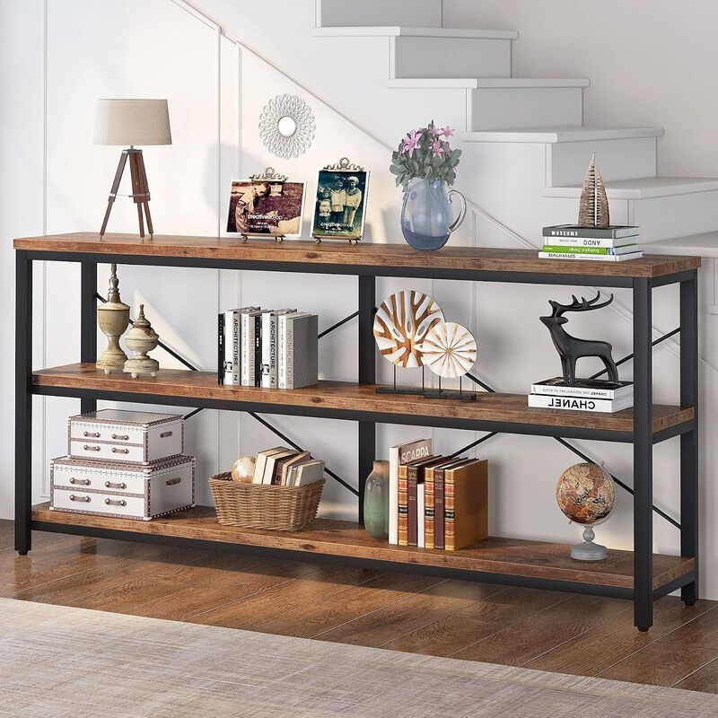 Tribesigns Classic 3-Tier Wood Console Table with Metal Frame image number 2