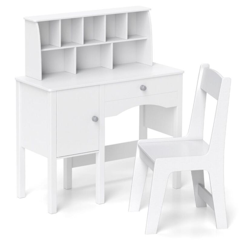 Hivvago Kids Study Desk and Chair Set with Chair Hutch and Storage Cabinet for 3+ Years Old