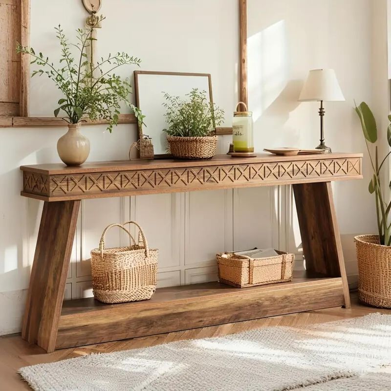 Tribesigns Farmhouse Wood Console Table image number 8