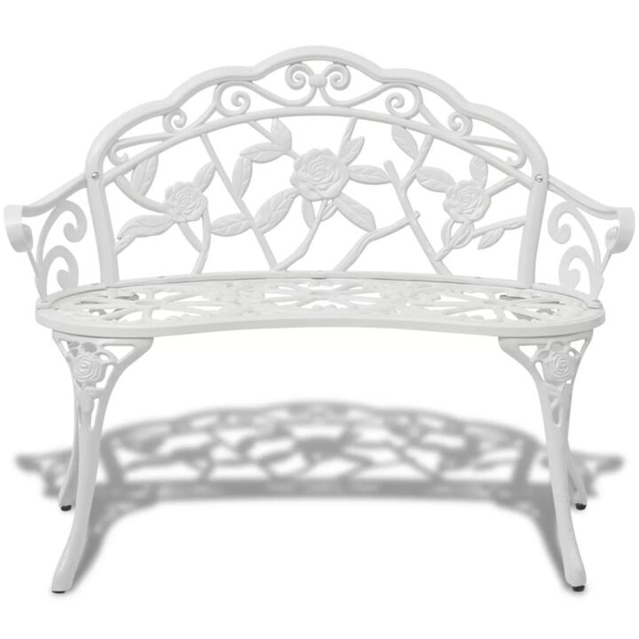 vidaXL Garden Bench 39.4 Cast Aluminium White