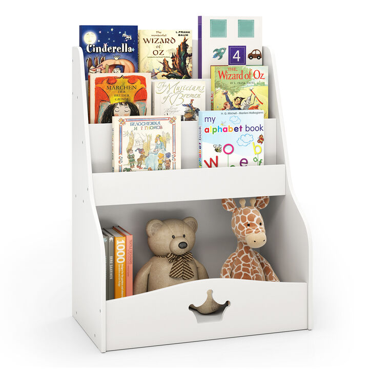 Multi-Tier Toddler Bookshelf – Book Display Rack with Compartment Storage