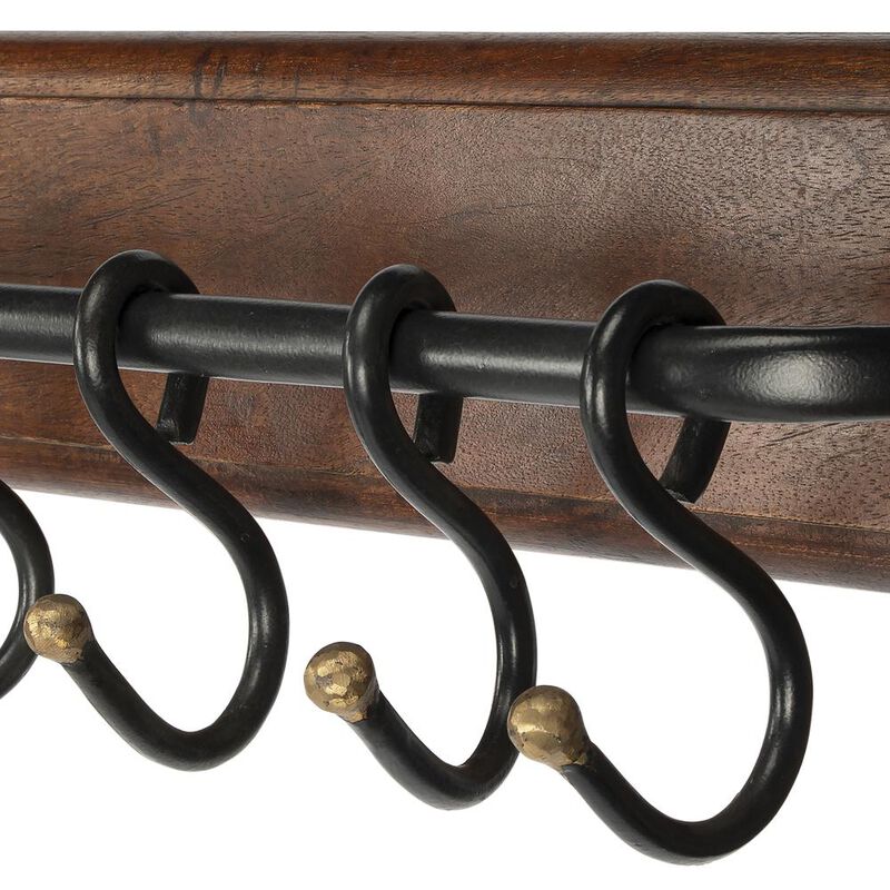 Butler Specialty Glendo Iron & Wood Wall Rack, Medium Brown