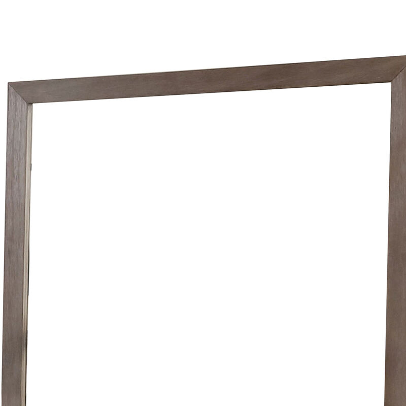36 Inch Mirror with Rectangular Wooden Frame, Brown