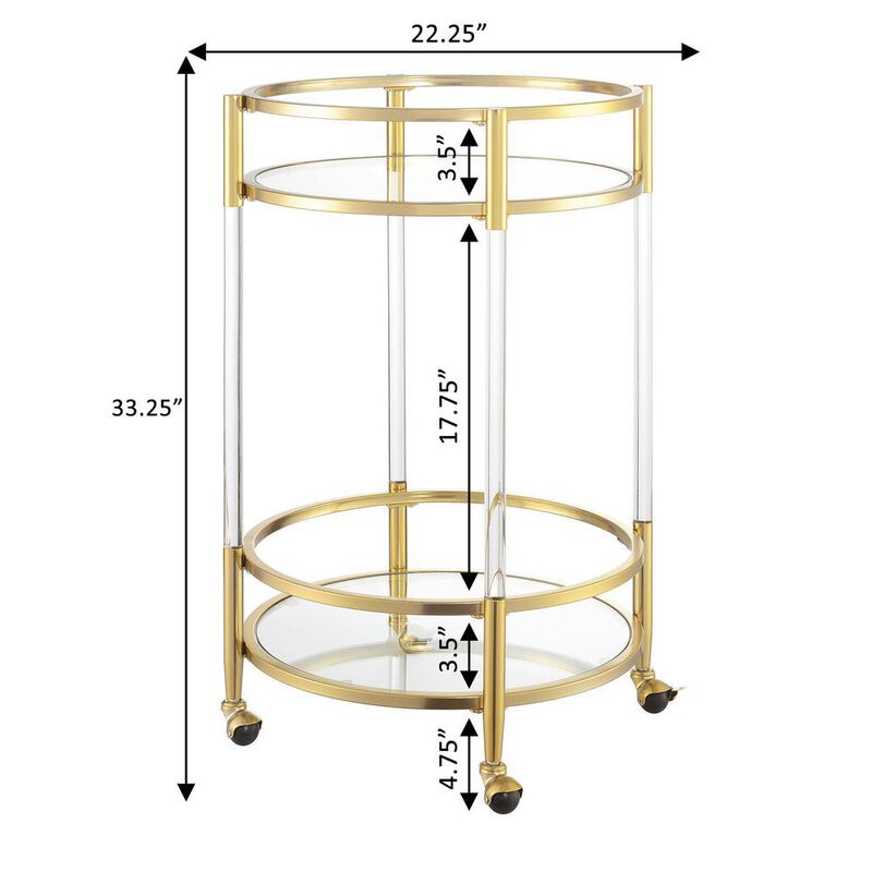 Convience Concept, Inc. Royal Crest 2 Tier Acrylic Round Glass Bar Cart