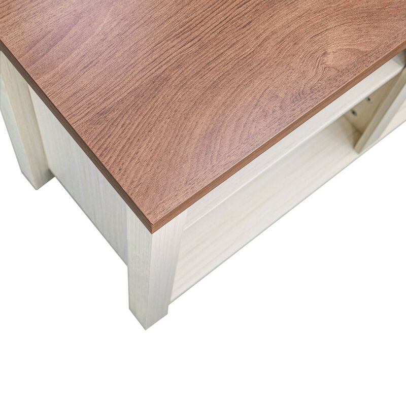 Flash Furniture 65" Open Media Console Cabinet for up to 80" TV's, Walnut Top/White Frame image number 9