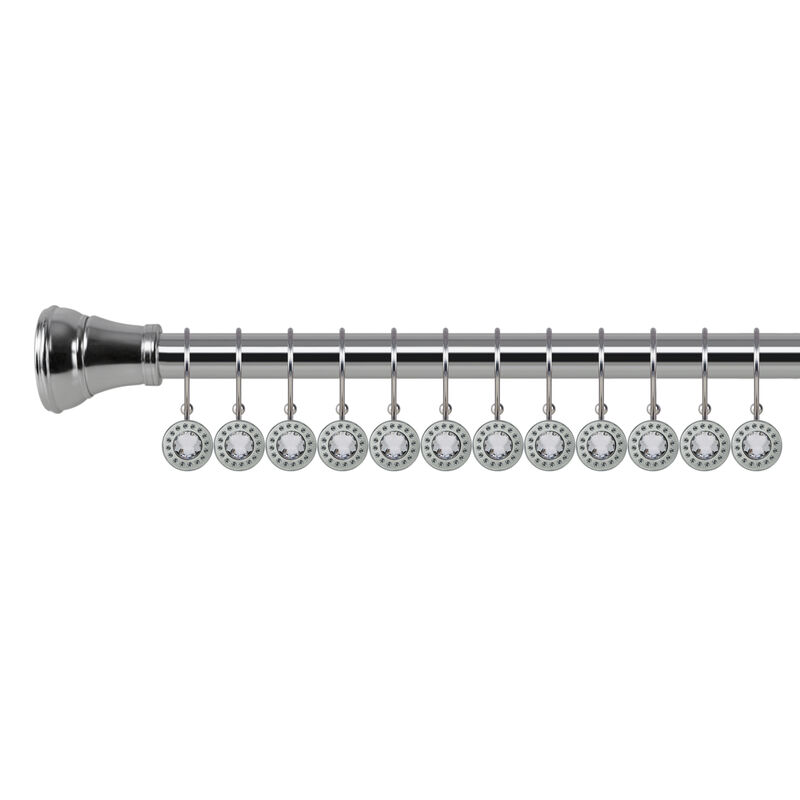 12-Piece Resistant Metal Double Shower Curtain Hooks with Large Center Crystal image number 3