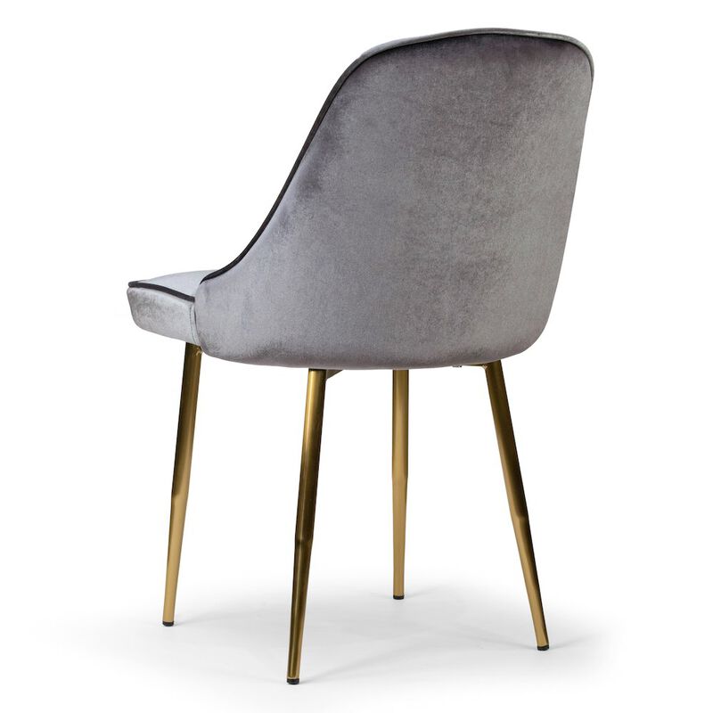 Glamour Home Set of 2 Alpha Sandy Brown Velvet Chair with Brushed Golden Steel Legs