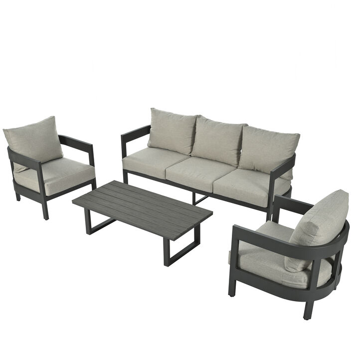 Merax Outdoor Sofa Chairs Coffee Table Seating Set