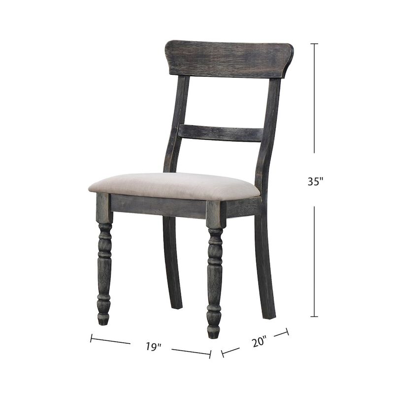 Simple Relax Set of 2 Light Brown Linen Side Chairs in Weathered Gray image number 3