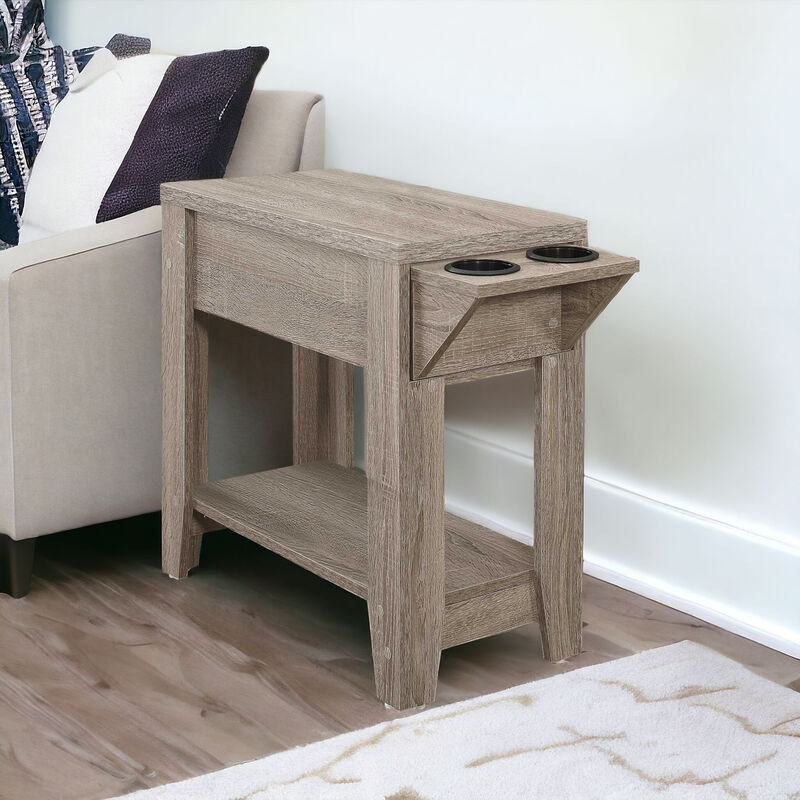 Modern Wood Side Table &ndash; Small End Table with Open Shelf for Living Room