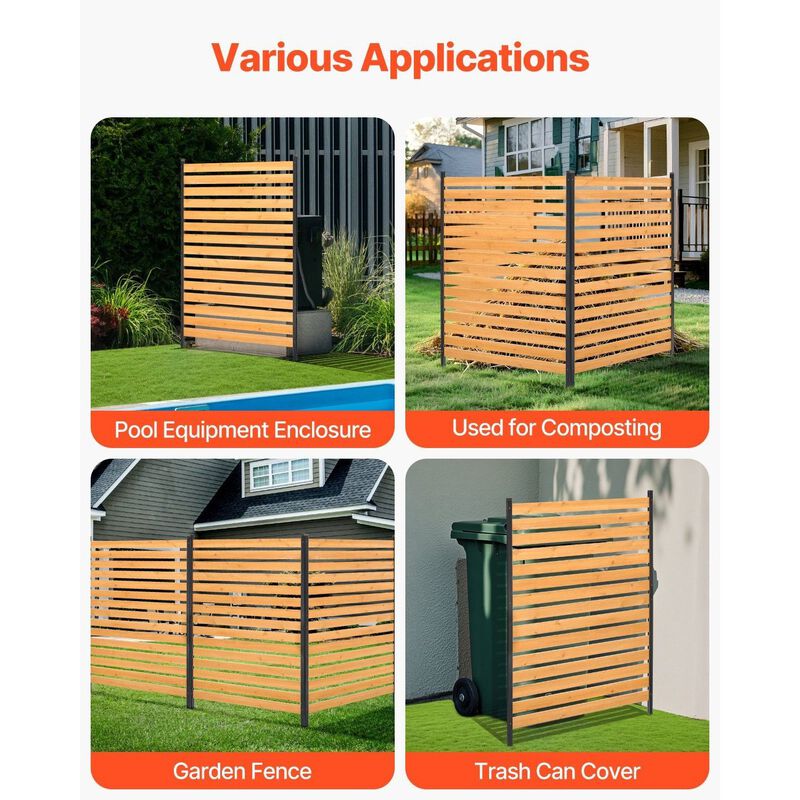 1-Panel Wood Fence Screen for Air Conditioner, Pool, Garden Equipment Enclosure-Natural image number 3