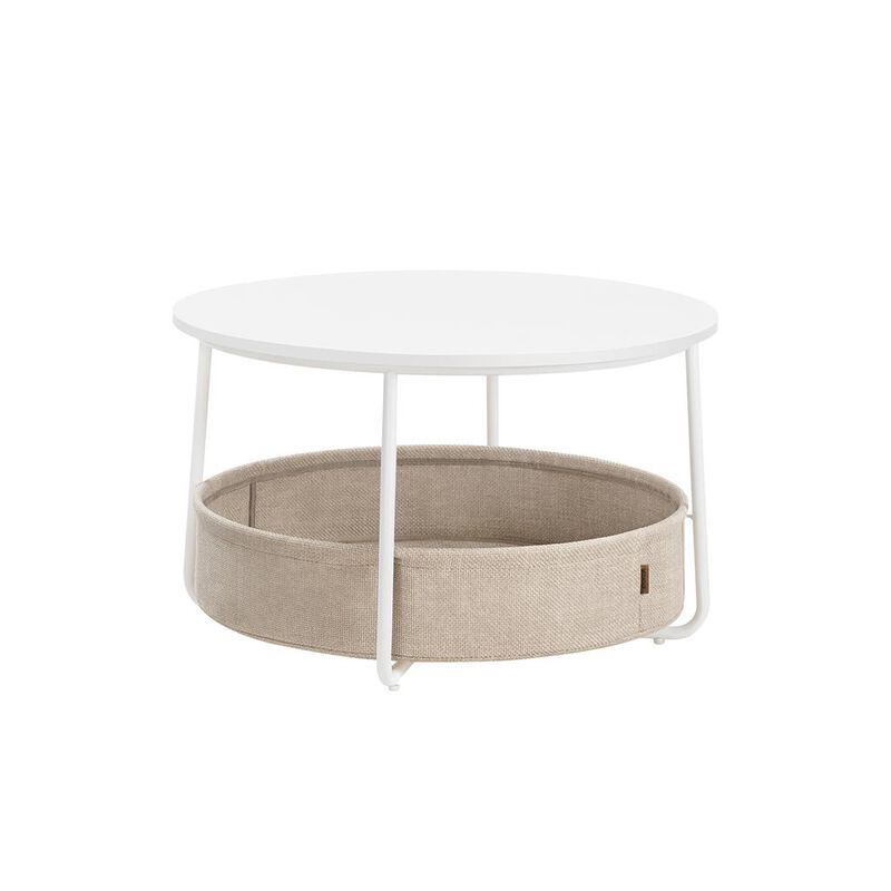 Coffee Table with Built-In Fabric Storage Basket for Organized Living Spaces