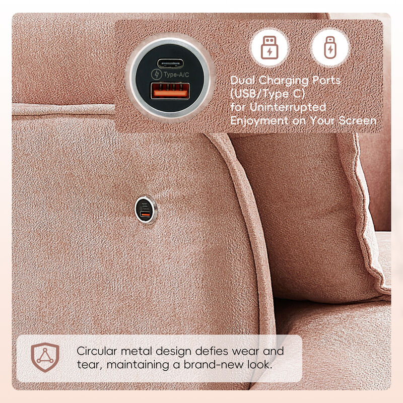 Merax Modern Chenille Upholstered Armchair with Integrated Charging Ports image number 7
