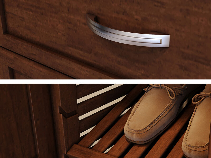 Solid Wood Walk-In Closet Organizer with 3 Shaker Style Drawers and Solid Wood Doors