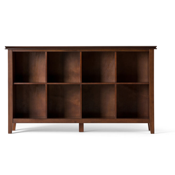 Artisan SOLID WOOD 57 inch Wide Transitional 8 Cube Storage Sofa Table in Russet Brown