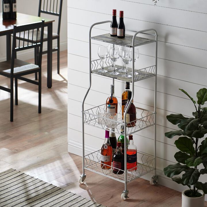 Kings Brand Furniture - 4 Tier Kitchen Bakers Rack, Microwave Oven Stand, Serving Bar Rolling Utility Cart with Storage Shelves