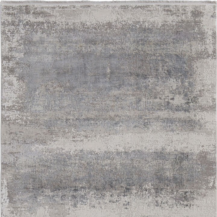 HomeRoots Abstract Power Loom Area Rug With Fringe