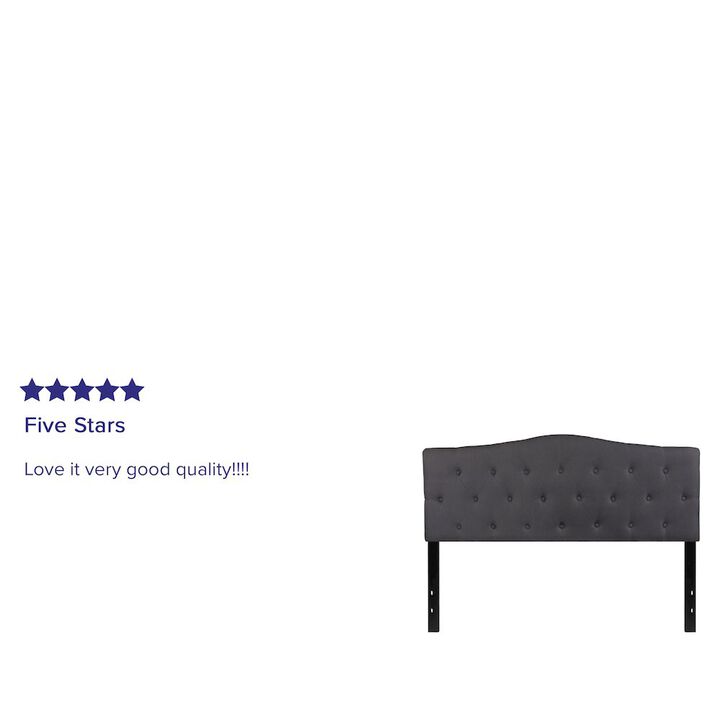 Flash Furniture Tufted Upholstered Queen Size Headboard in Dark Gray Fabric