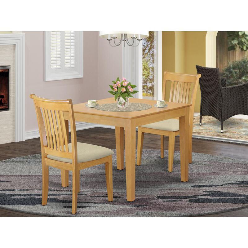 East West Furniture Dining Room Set Oak, OXPO3-OAK-C