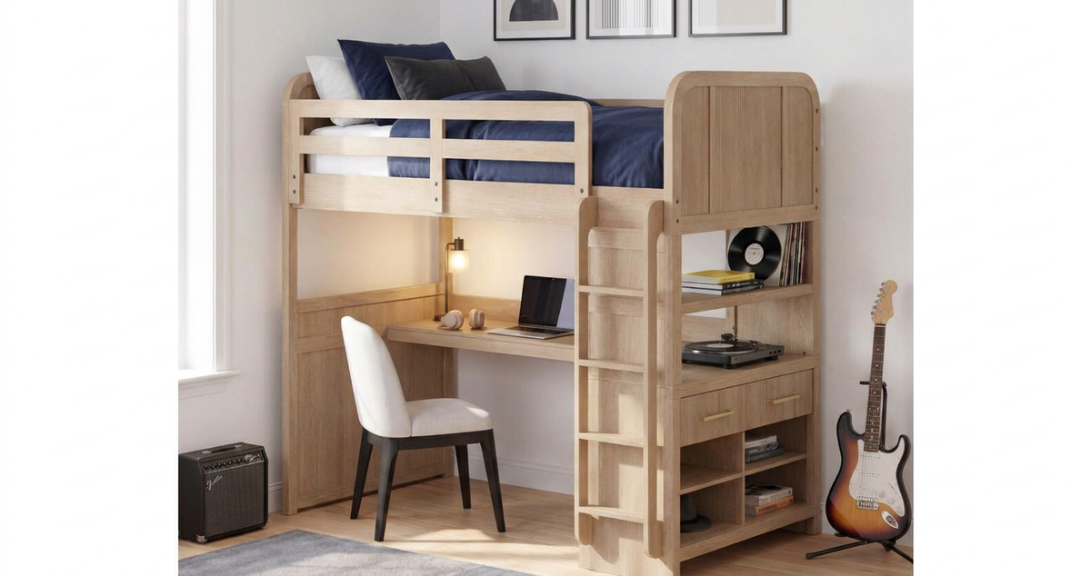 Ridgemont Twin Loft Bed in Sand